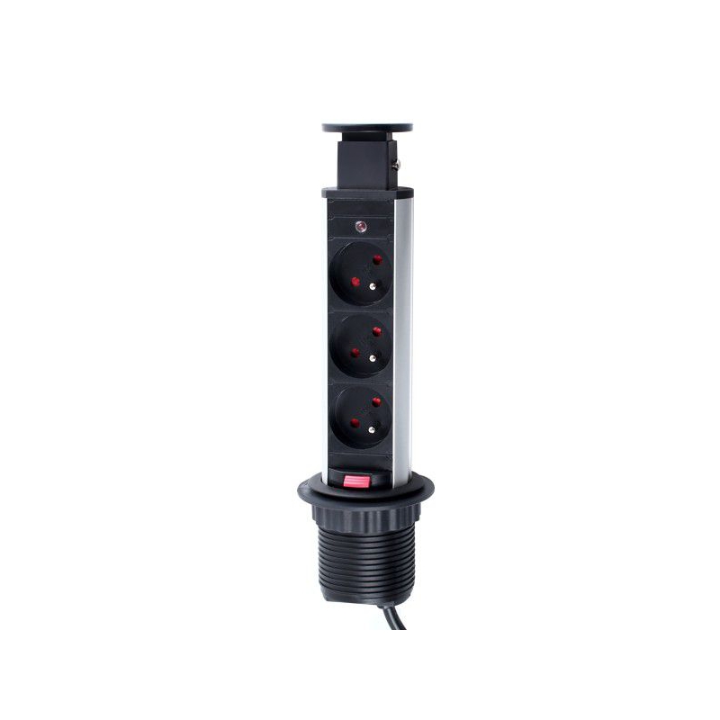 Pop Up Slim stikkontakt m3 stik, alu top - Billede 2