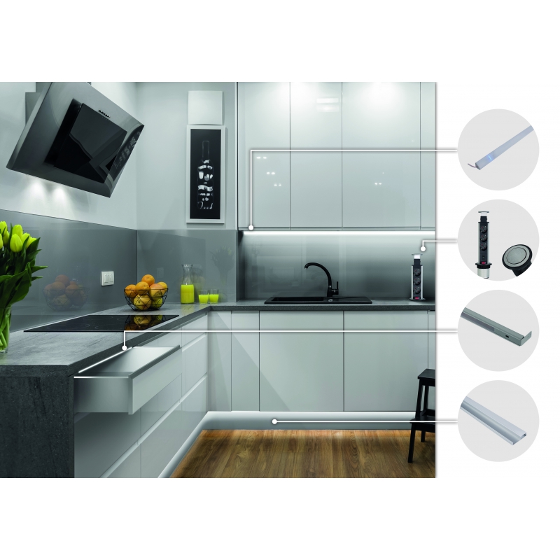 Pop Up Slim stikkontakt m3 stik, alu top - Billede 5