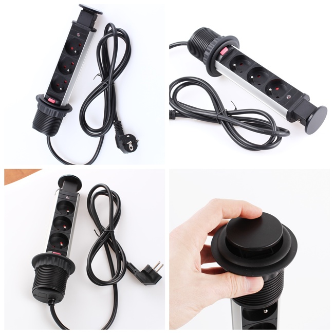 Pop Up Slim stikkontakt m3 stik, alu top - Billede 6