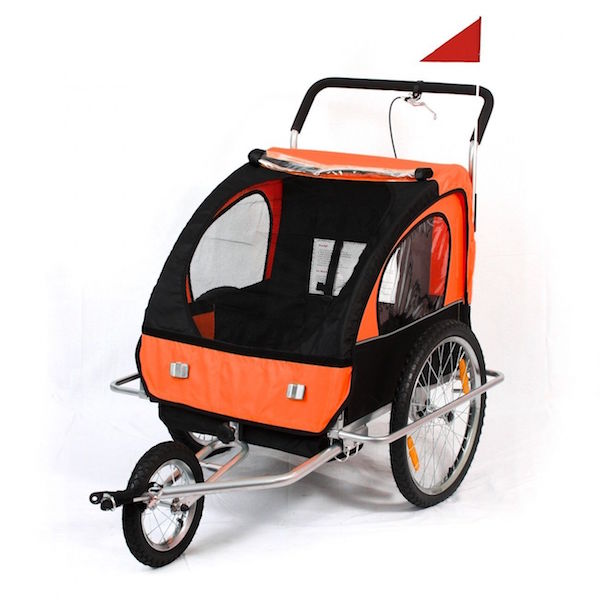 Cykelanhænger og jogger orange/sort med grå ramme - Billede 2