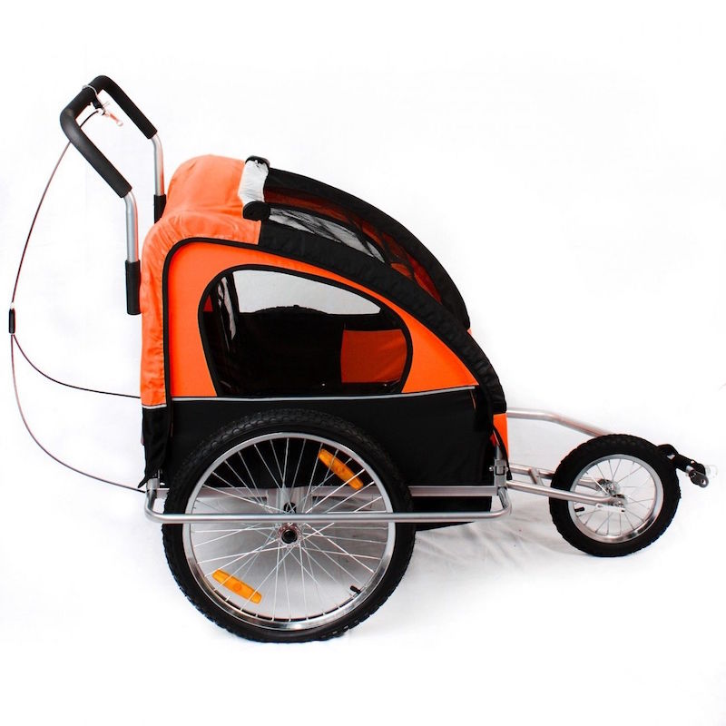 Cykelanhænger og jogger orange/sort med grå ramme - Billede 6