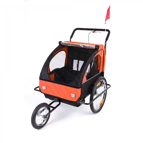Cykelanhænger og jogger orange/sort med sort ramme - Billede 2