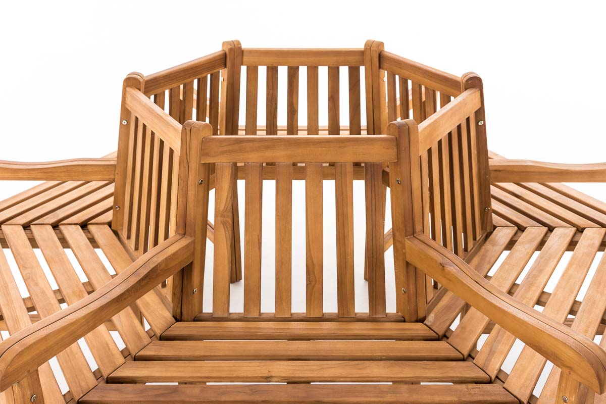 Seks kantet havebænk teak med armlæn Ø200cm - Billede 4