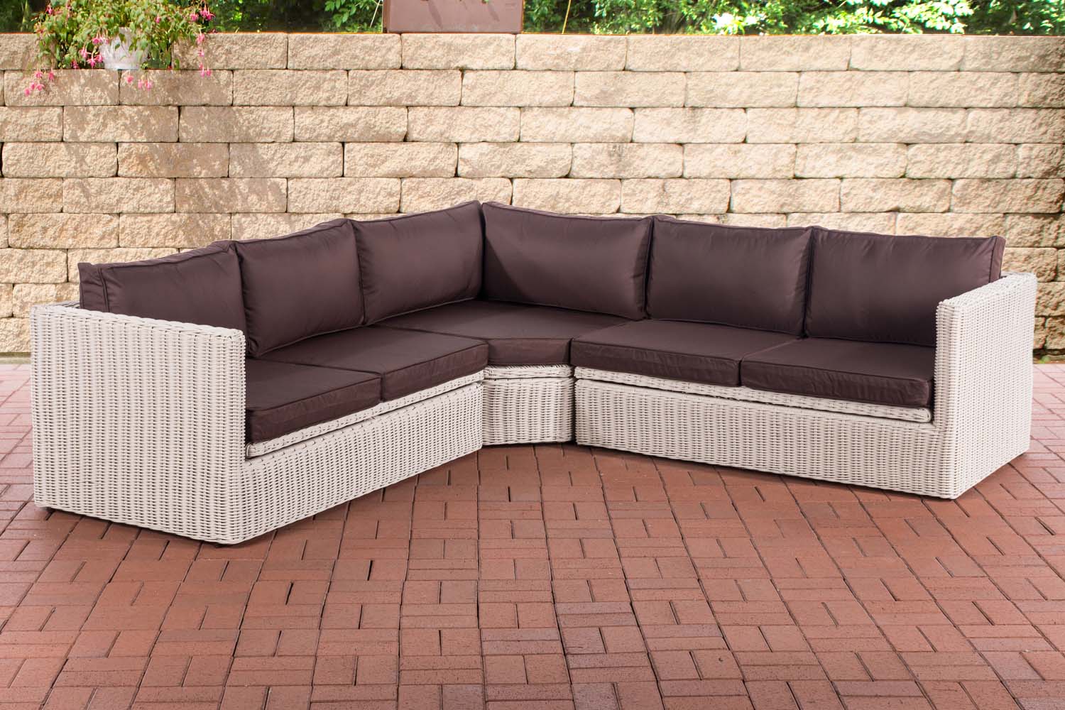 Hjørnesofa Model Tibera Hvid med Brun Hynde - Billede 2
