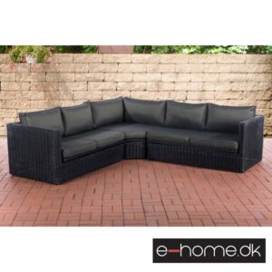 Polyrattan Hjørnesofa_Sort Med Sort Hynde_309182_e-home