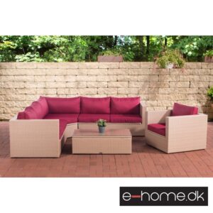 Polyrattan Sofamiljø_Natura_med rød hynde_309046_e-home
