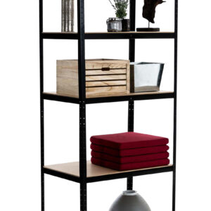 Lagerreol, metal, sort, 90x45x220