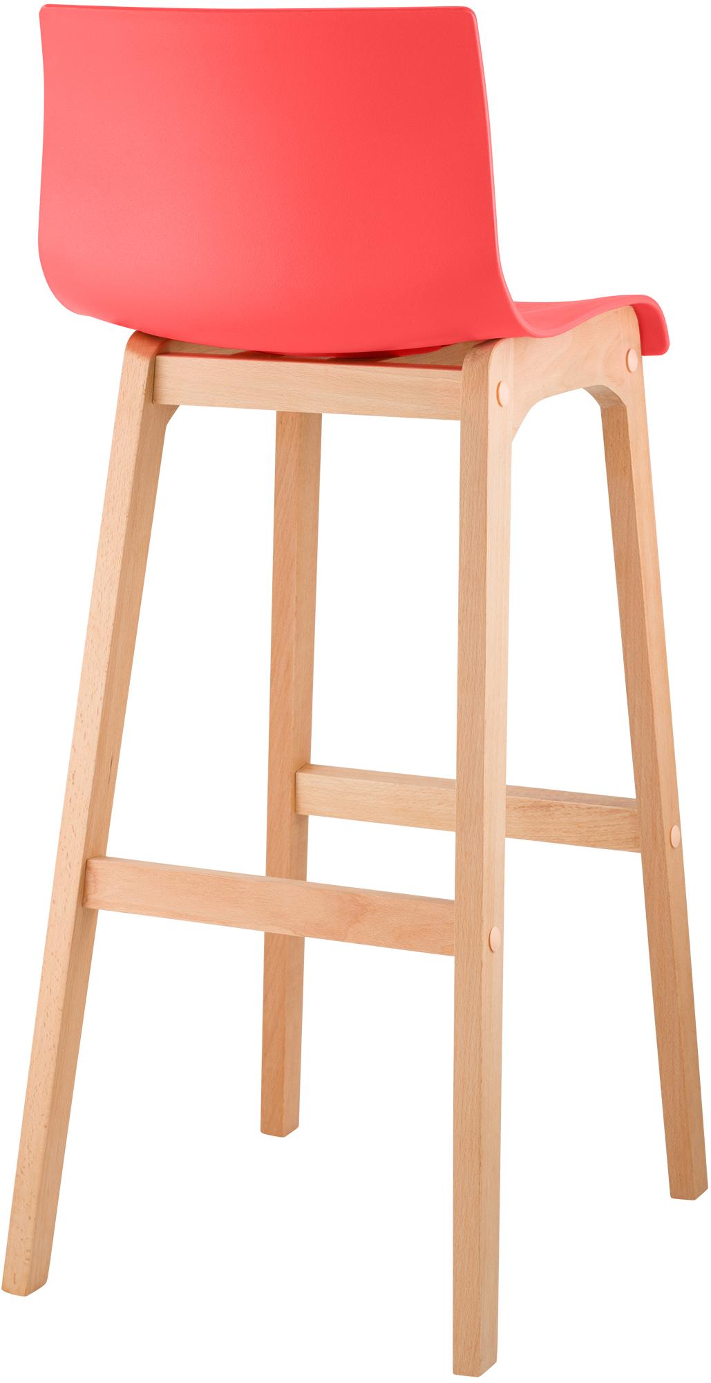 Barstol Hoover, kunststof rød, stel træ - Billede 4