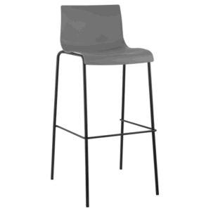 Barstol Hoover, kunststof grå, stel sort