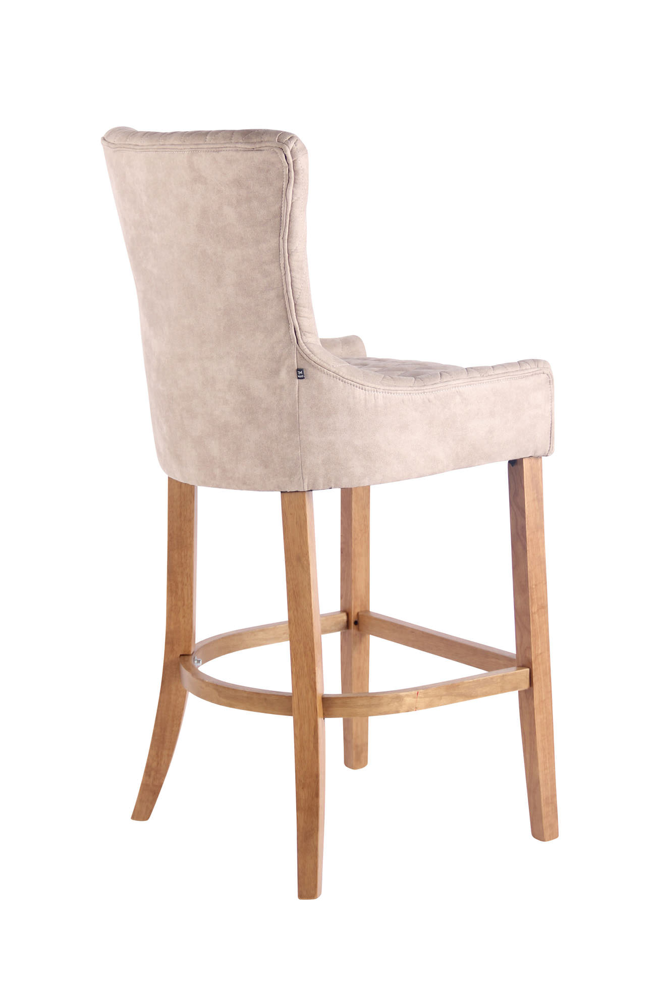 Barstol Hanoi Vintage, kunstlæder creme, ben lys træ - Billede 5