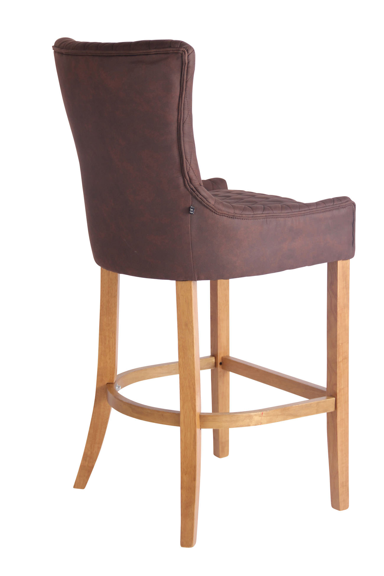 Barstol Hanoi Vintage, kunstlæder mørkebrun, ben lys træ - Billede 5