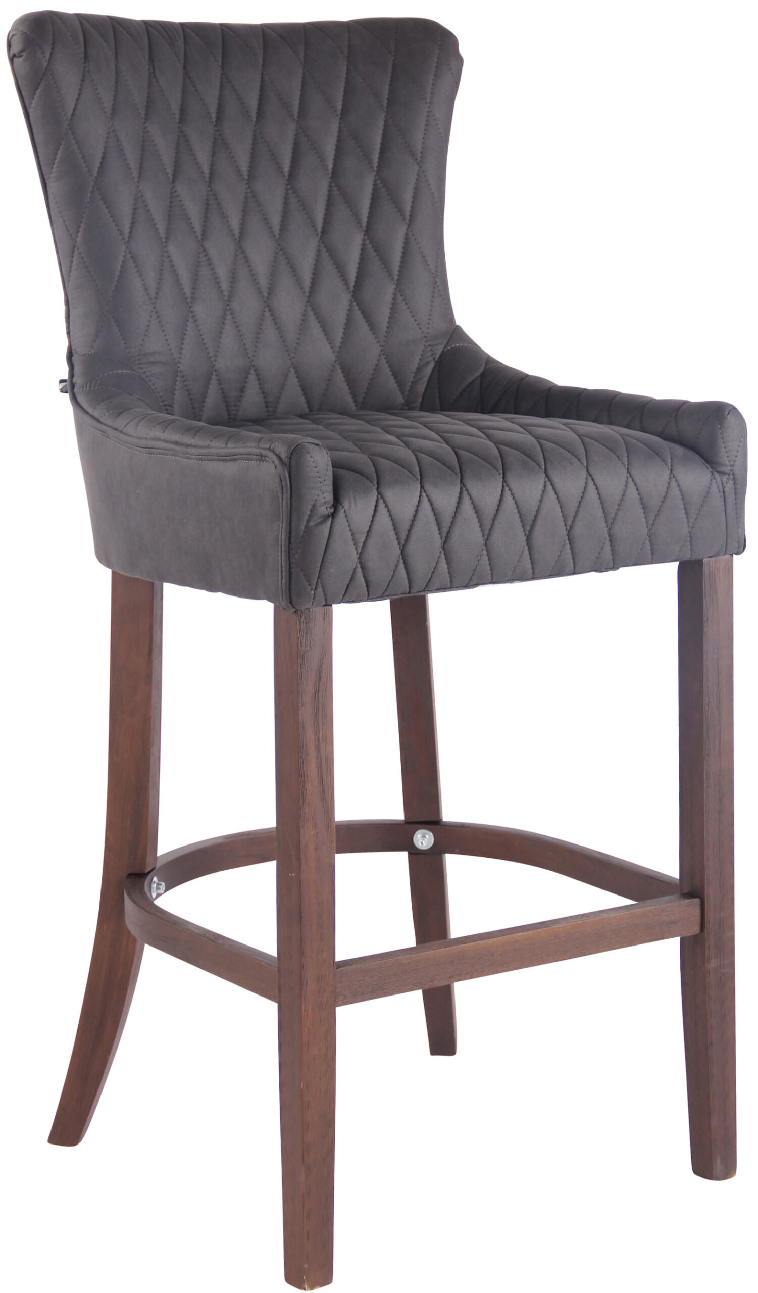 Barstol Hanoi Vintage, kunstlæder sort, ben mørk træ - Billede 2