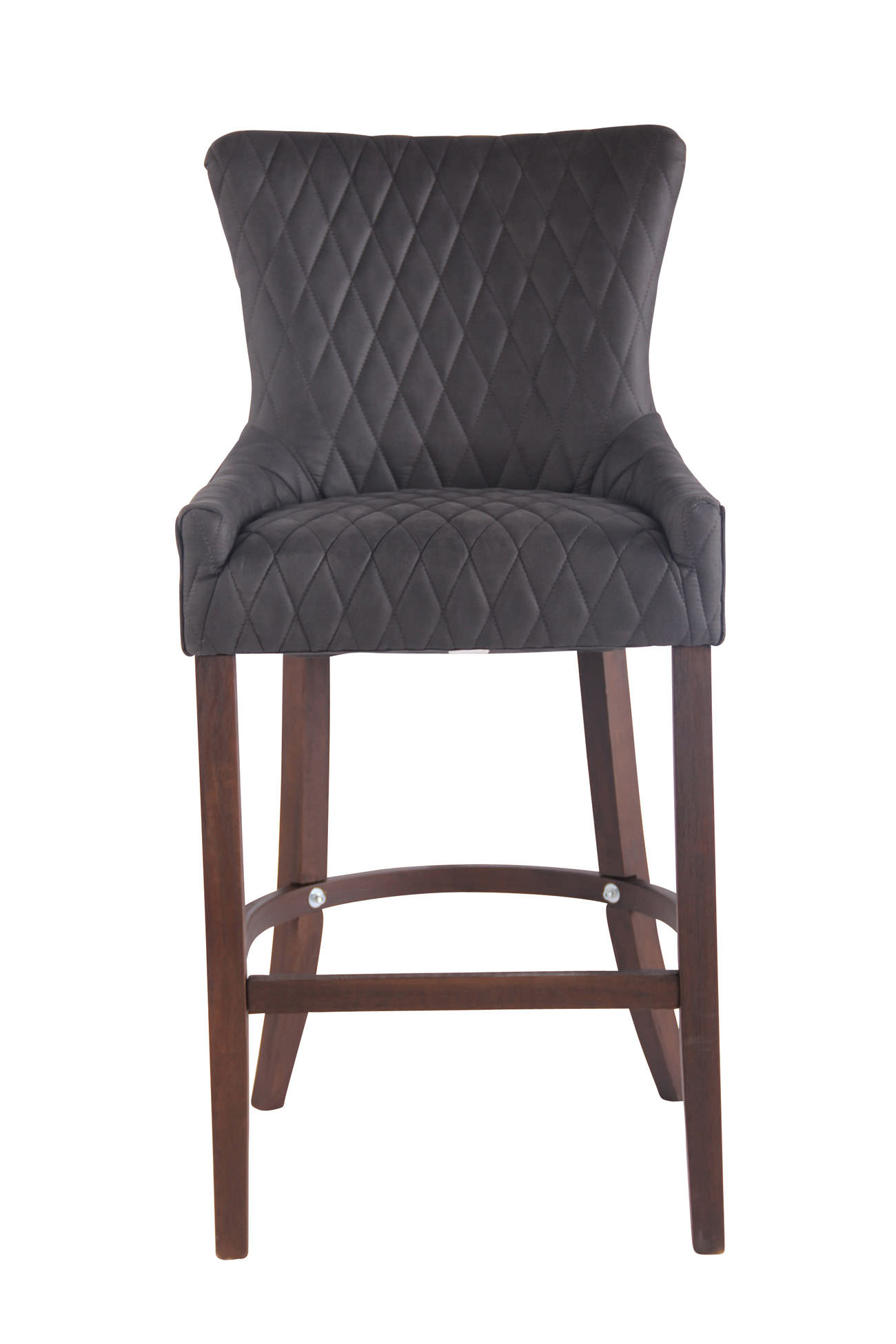 Barstol Hanoi Vintage, kunstlæder sort, ben mørk træ - Billede 3