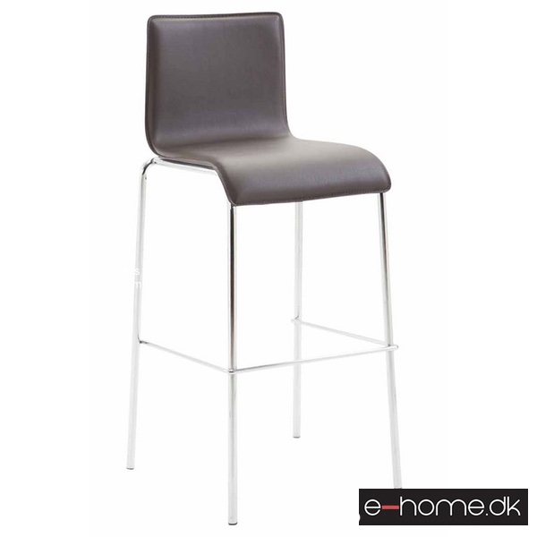Barstol Kado_glat kunstlæder brun_ben krom runde_302917_e-home