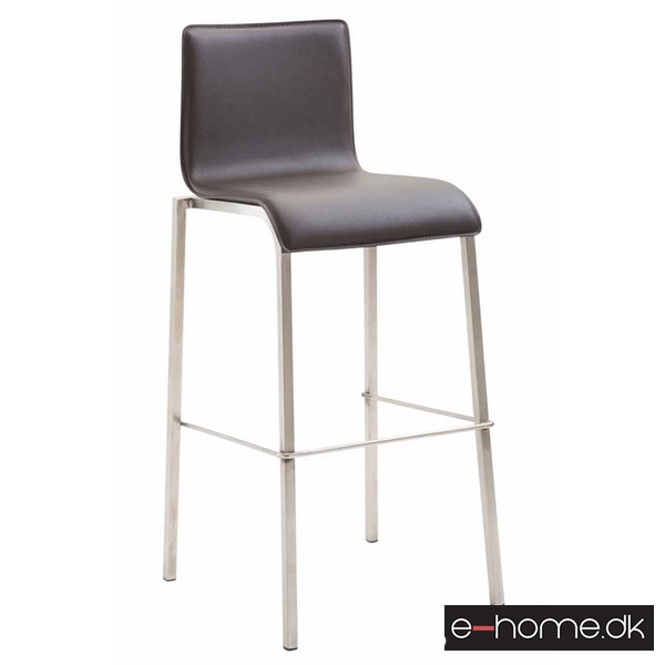 Barstol Kado_glat kunstlæder brun_ben rustfrit_firkantede_302865_e-home