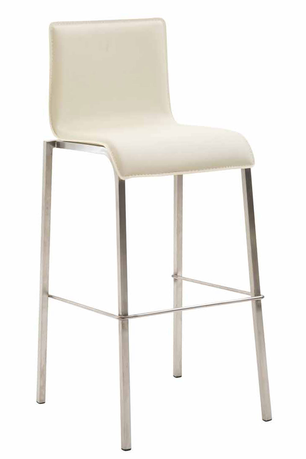 Barstol Kado, glat kunstlæder creme, ben rustfrit, firkantede - Billede 2