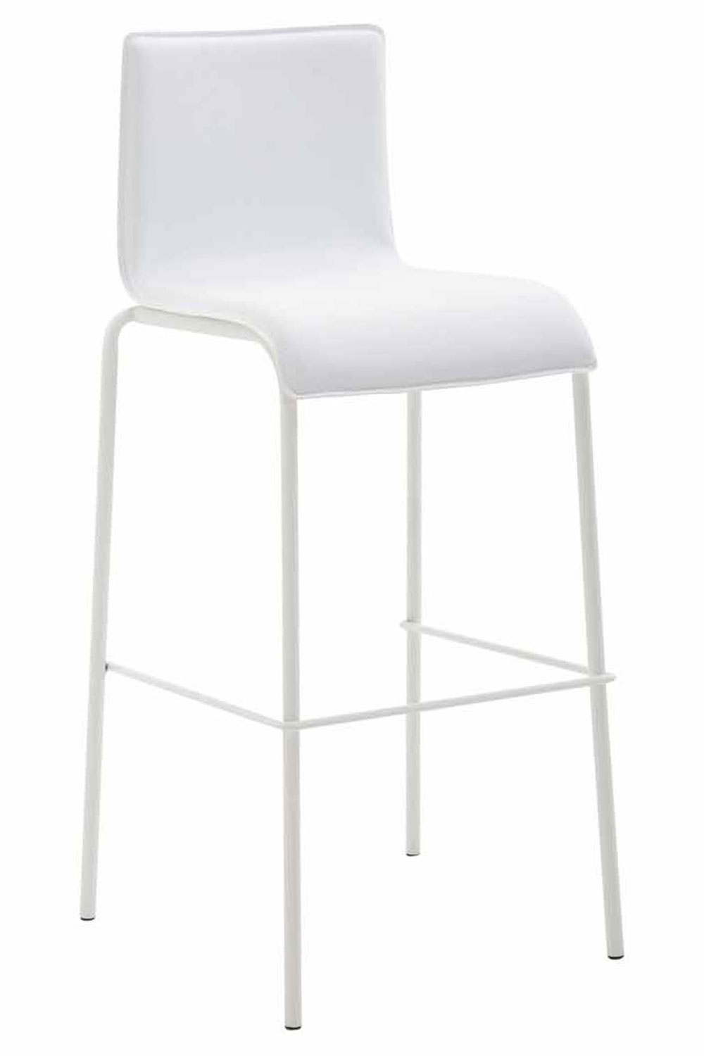 Barstol Kado, glat kunstlæder hvid, ben hvide, runde - Billede 2