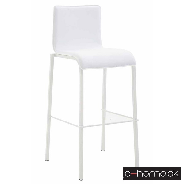 Barstol Kado_glat kunstlæder hvid_ben hvide_firkantede_302884_e-home