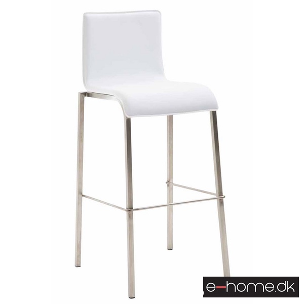 Barstol Kado_glat kunstlæder hvid_ben rustfrit_firkantede_302870_e-home