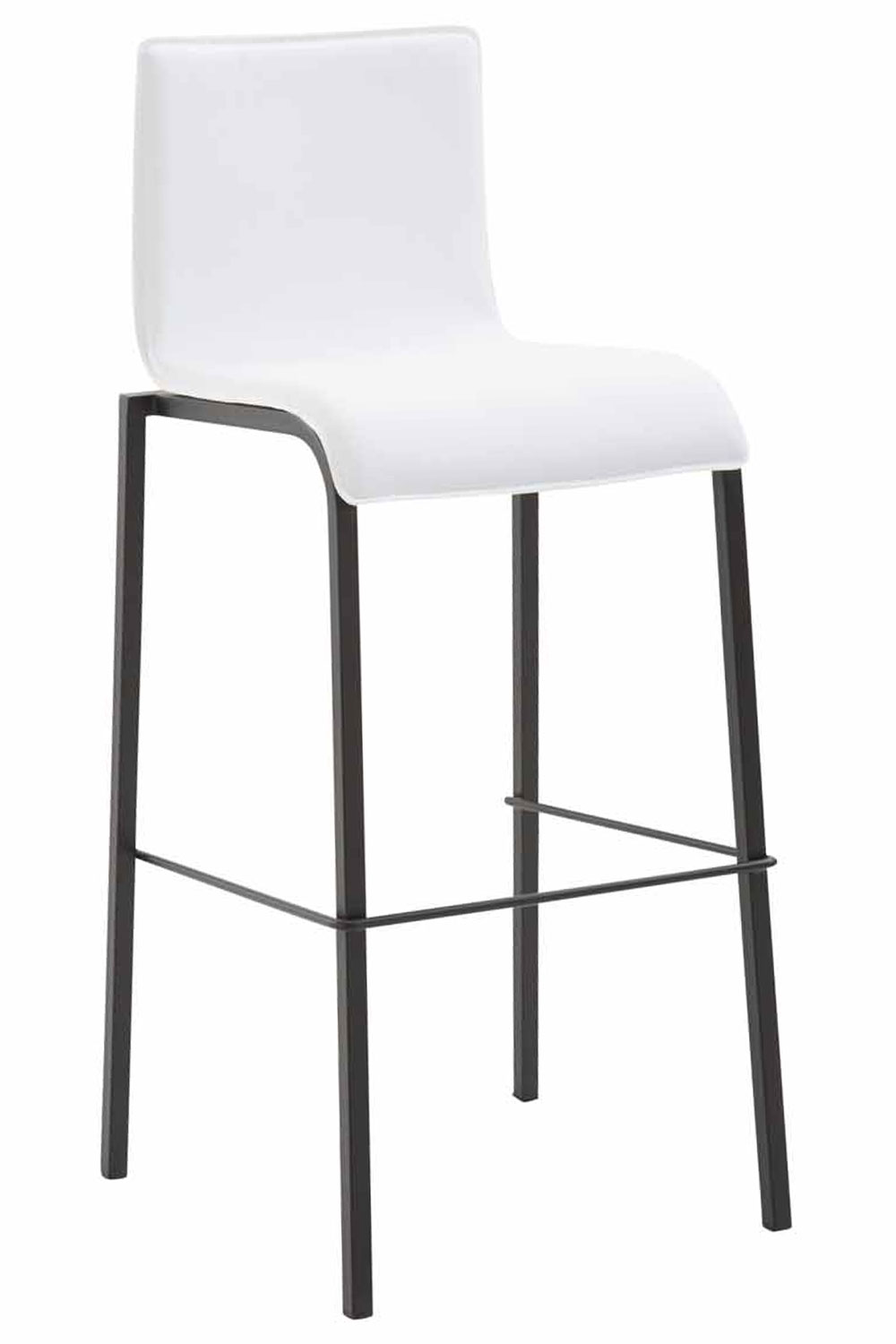Barstol Kado, glat kunstlæder hvid, ben sorte, firkantede - Billede 2