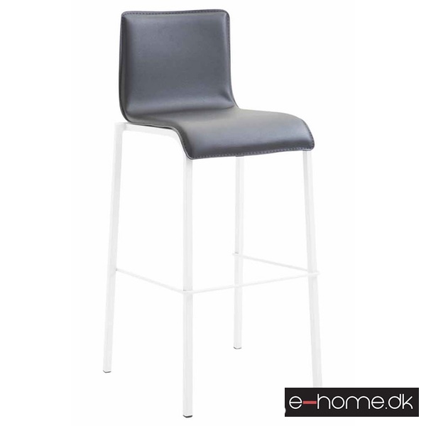 Barstol Kado_glat kunstlæder sort_ben hvide_firkantede_302883_e-home