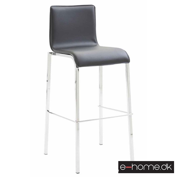 Barstol Kado_glat kunstlæder sort_ben krom_firkantede_302862_e-home