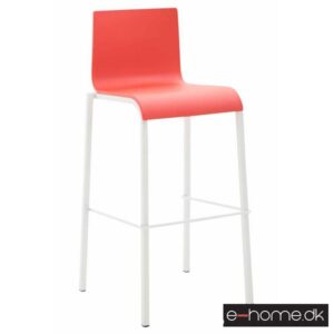 Barstol Kado_kunststof rød_ben hvide firkantede_302826_e-home