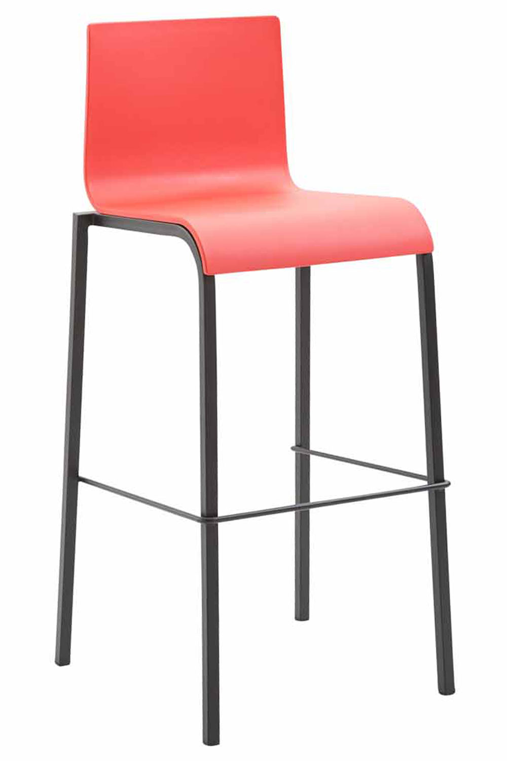 Barstol Kado, kunststof rød, ben sorte, firkantede - Billede 2