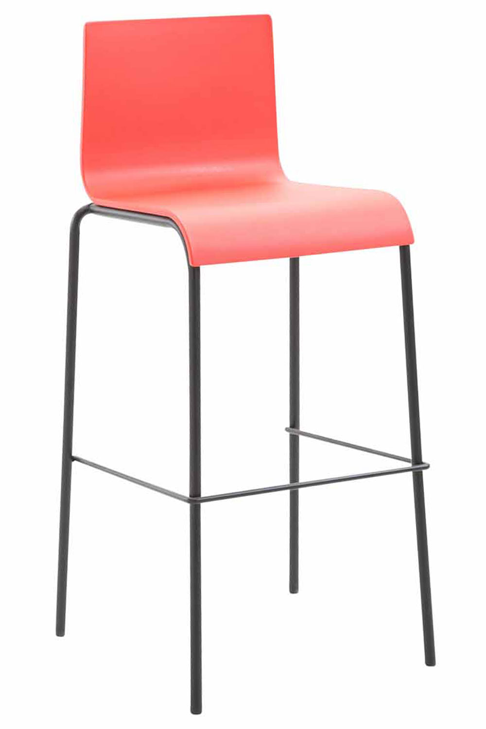 Barstol Kado, kunststof rød, ben sorte, runde - Billede 2