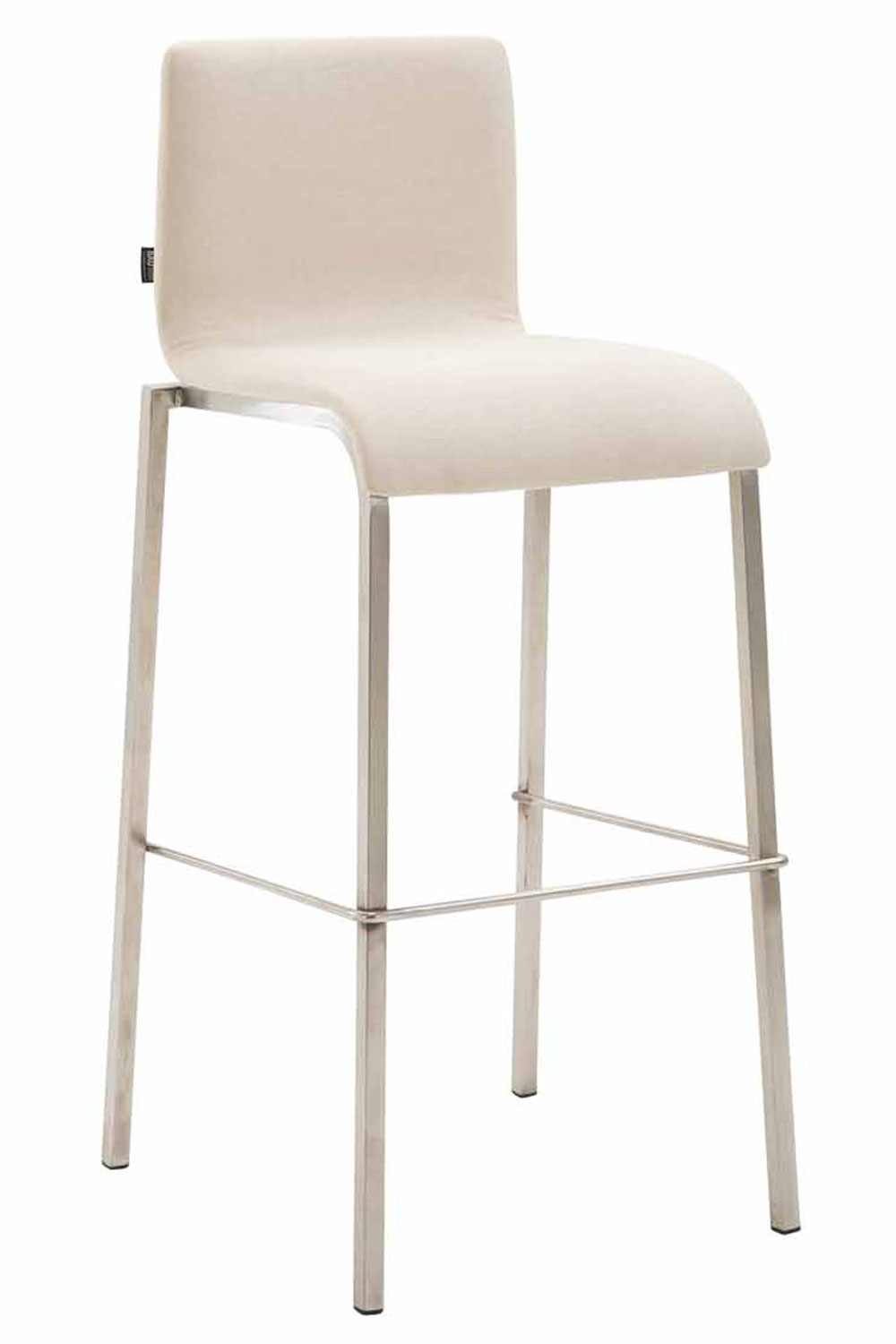 Barstol Kado, glat stof creme, ben rustfrit, firkantet - Billede 2