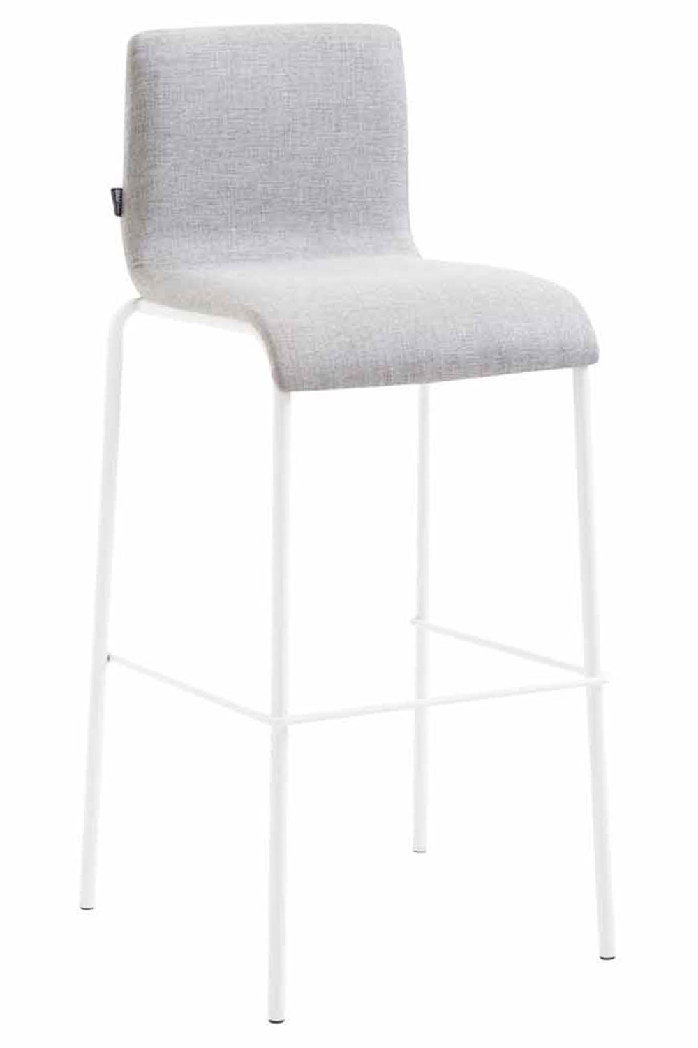 Barstol Kado, glat stof lysegrå, ben hvide, runde - Billede 2