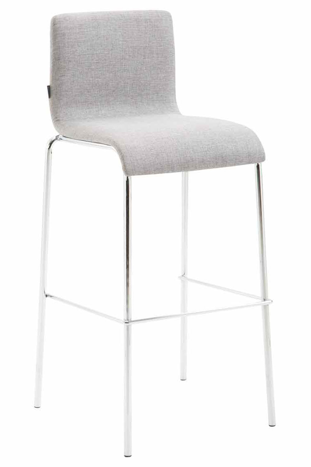 Barstol Kado, glat stof lysegrå, ben krom, runde - Billede 2