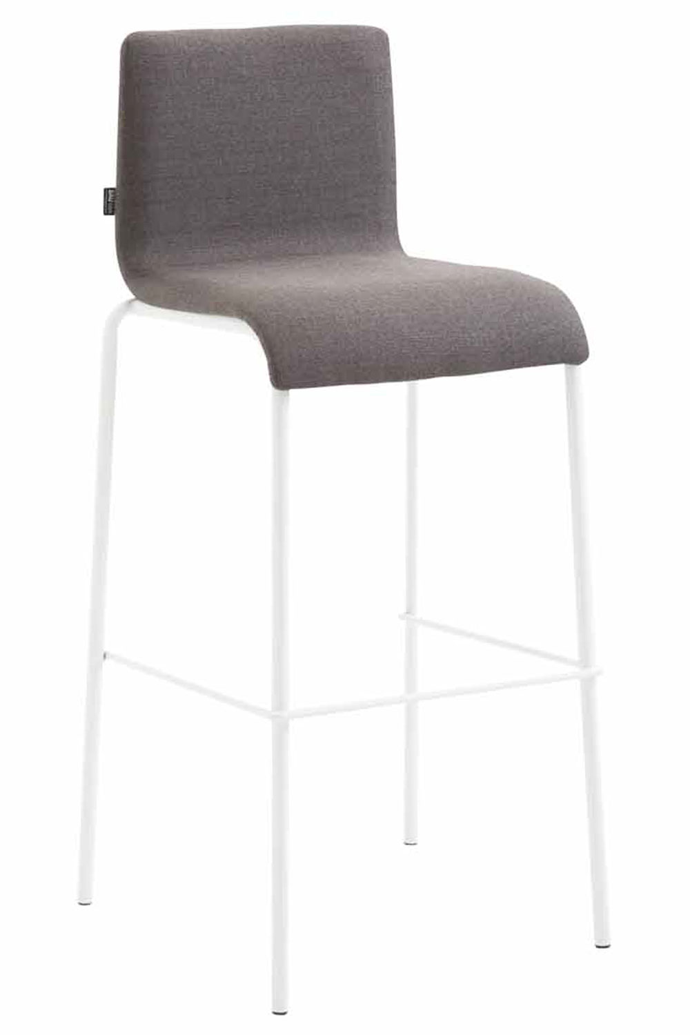 Barstol Kado, glat stof mørkegrå, ben hvide, runde - Billede 2