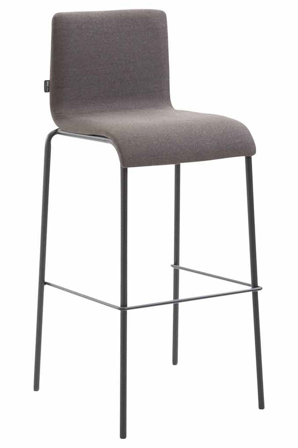 Barstol Kado, glat stof mørkegrå, ben sorte, runde - Billede 4
