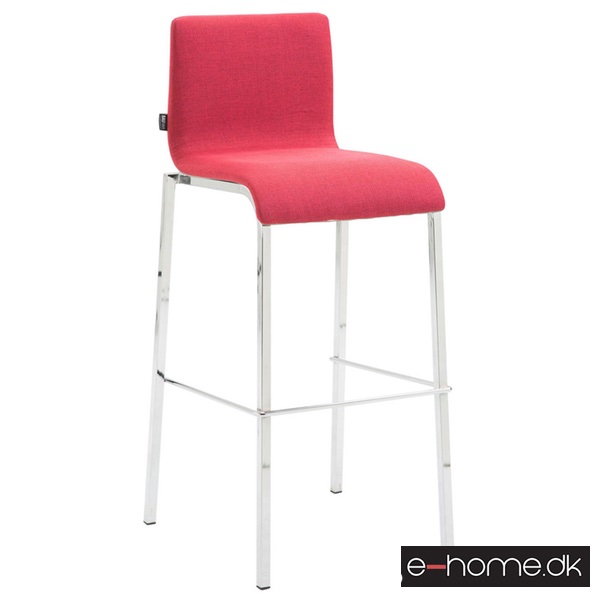 Barstol Kado_stof rød_ben krom_firkantet_303039_e-home
