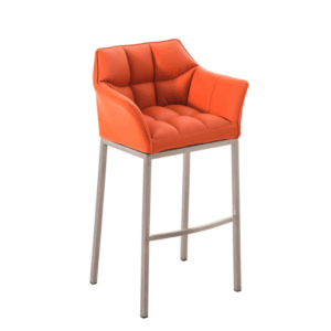 Barstol Damaso E, med 4 ben, Orange PU læder