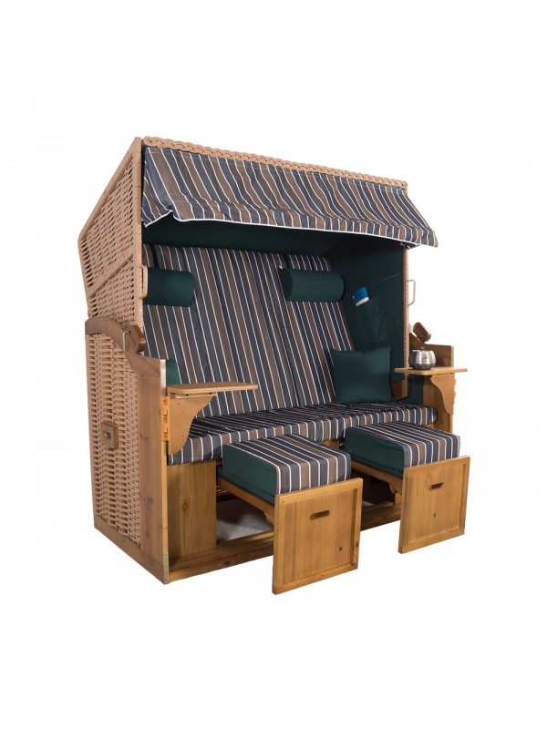 Strandkurv Model Sylt XXL Grøn-Brun-Blå Stribet - Billede 2