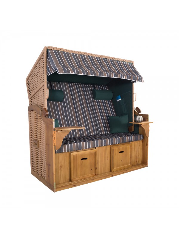 Strandkurv Model Sylt XXL Grøn-Brun-Blå Stribet - Billede 3