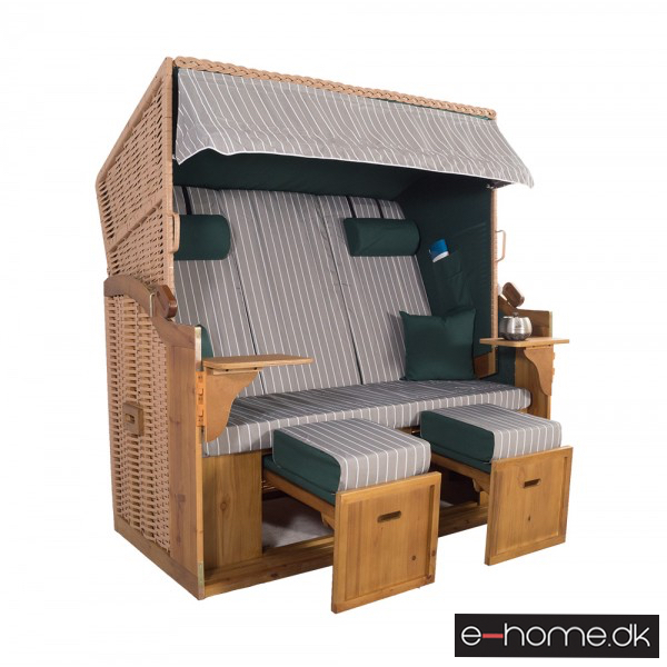 Strandkurv Model Sylt XXL Grøn-Grå Nålestribet Natur e-10620_e-home