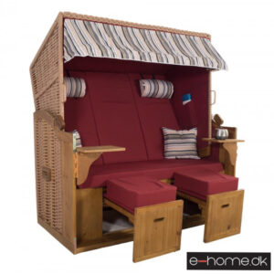 Strandkurv Model Sylt XXL Rød-Grå-Beige-Oliven Nålestribet 3T Natur e-10635_e-home