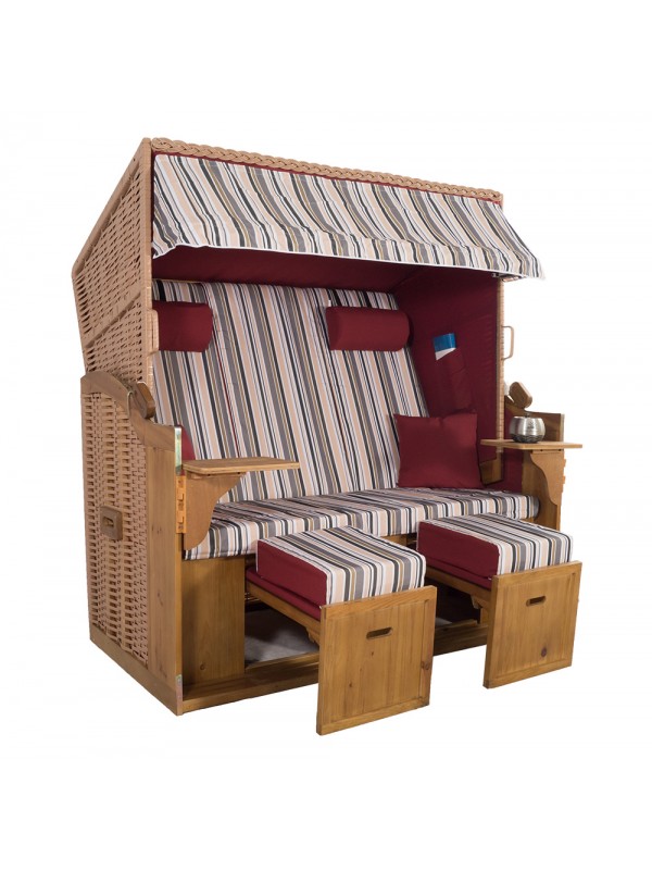 Strandkurv Model Sylt XXL Rød-Grå-Beige-Oliven Nålestribet - Billede 2
