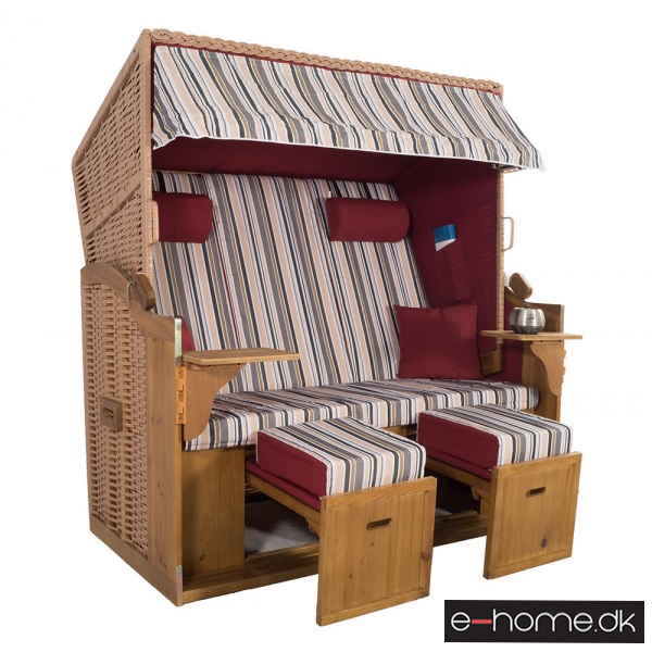 Strandkurv Model Sylt XXL Rød-Grå-Beige-Oliven Nålestribet Natur e-10634_e-home