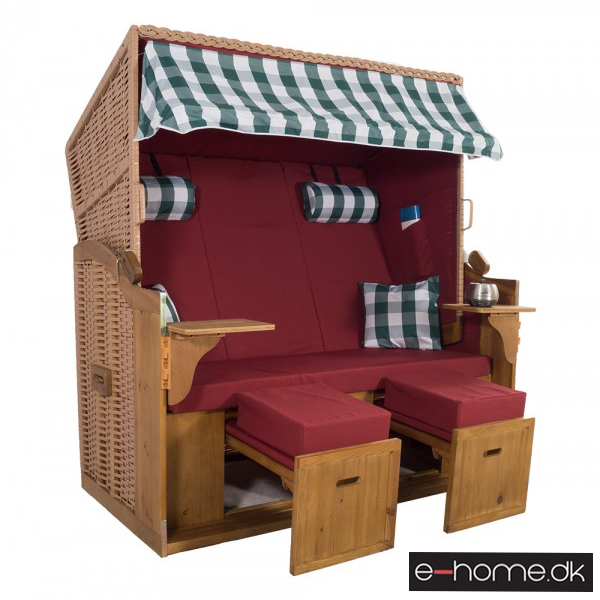 Strandkurv Model Sylt XXL Rød-Grøn Ternet 3T Natur e-10637_e-home