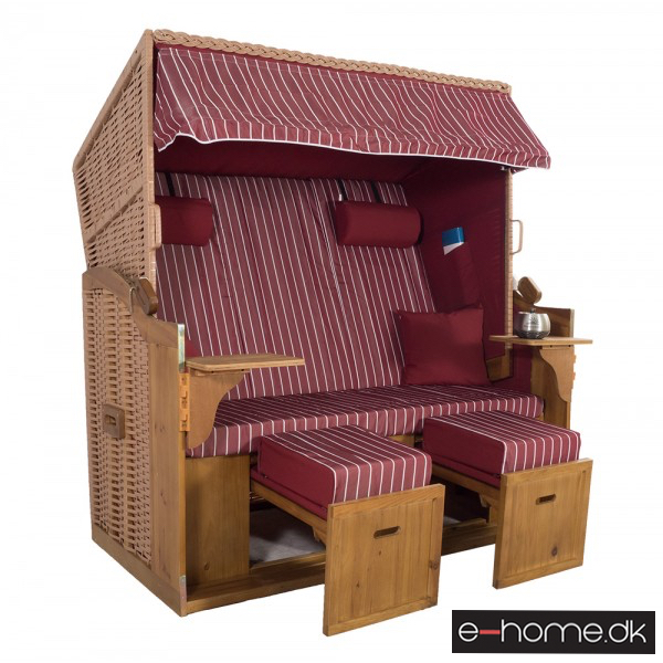 Strandkurv Model Sylt XXL Rød Nålestribet Natur e-10628_e-home