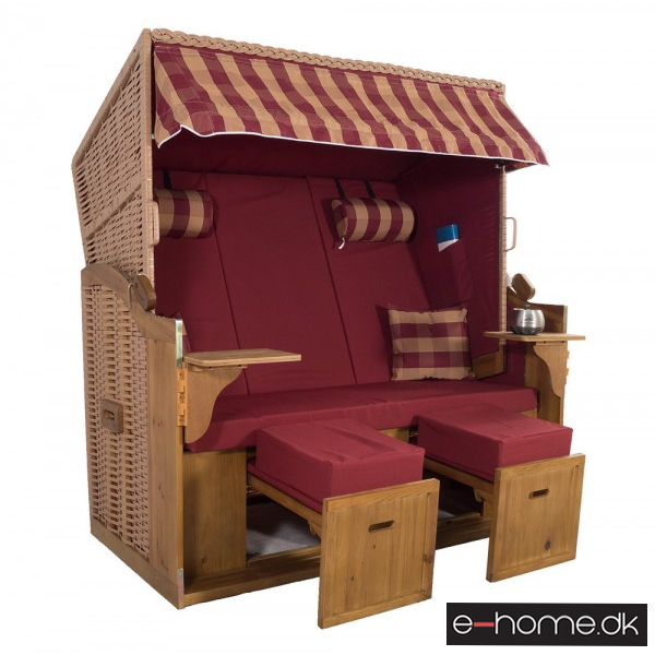 Strandkurv Model Sylt XXL Rød Ternet 3T Natur e-10627_e-home