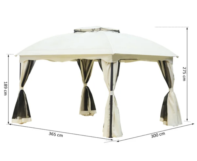 Havepavillon - dobbelttag - 3x3,65 m - Creme - Billede 2