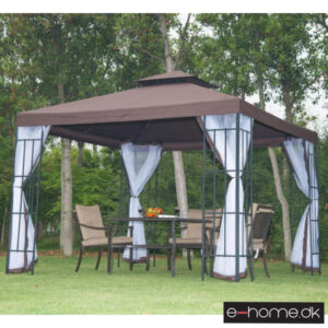 Havepavillon med dobbelt tag - 3x3m - Brun - 01-0153 - e-home_TITEL