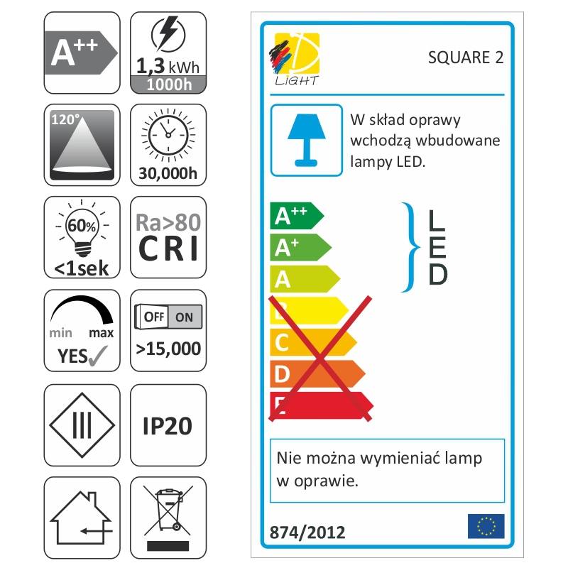 SQUARE 2 LED 1,5W SORT NEUTRAL - Billede 4