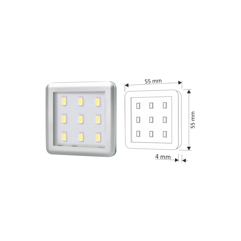 SQUARE 3 LED 2,5W SORT KOLD - Billede 5
