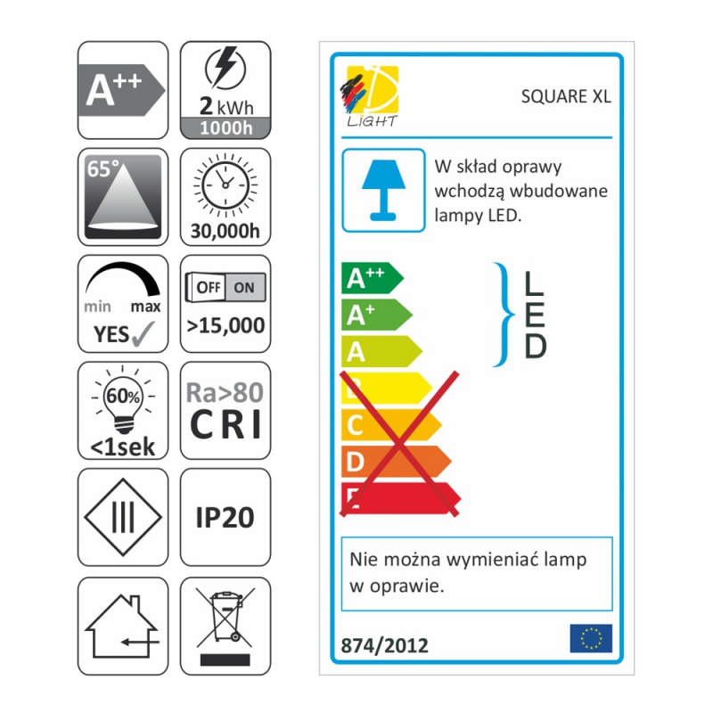 SQUARE XL LED 2W KOLD - Billede 4